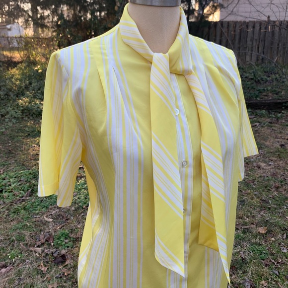 Vintage Stripe Blouse with Neck Bow - Picture 4 of 13
